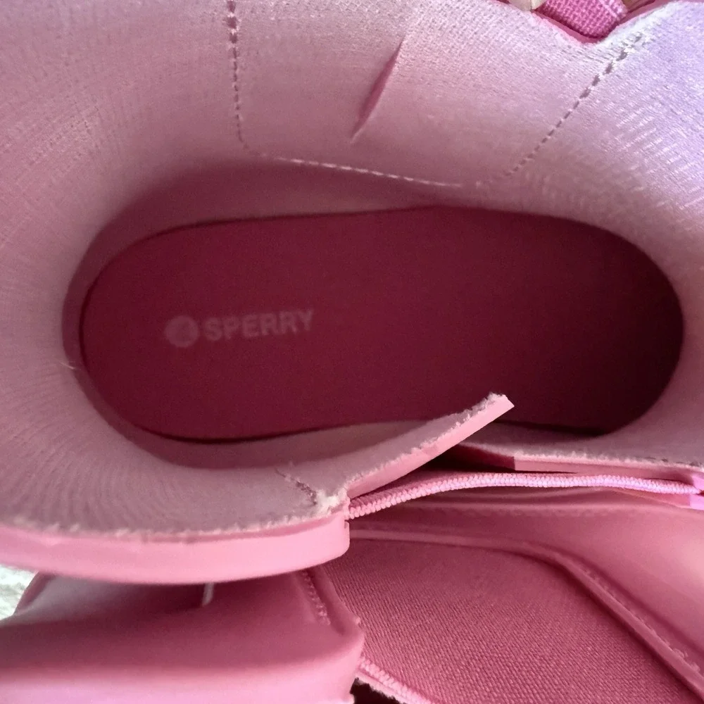 Sperry Girls Chelsea Pink Rain Boots Size 6 Weatherproof Slip-on Durable